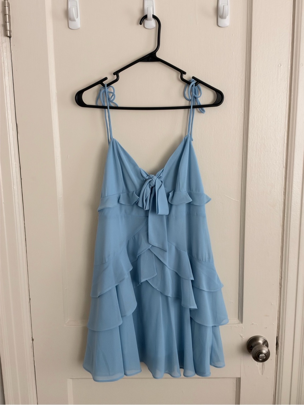 Forever 21 Light Blue Ruffle Tie-Front Mini Dress